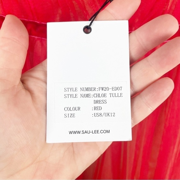 Sau Lee Chloe Tulle Maxi Dress Red Formal Evening Party - Picture 8 of 10